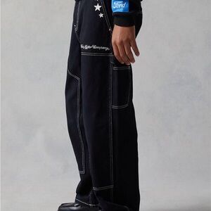 Ford Black Cargo Trousers with Star Accents